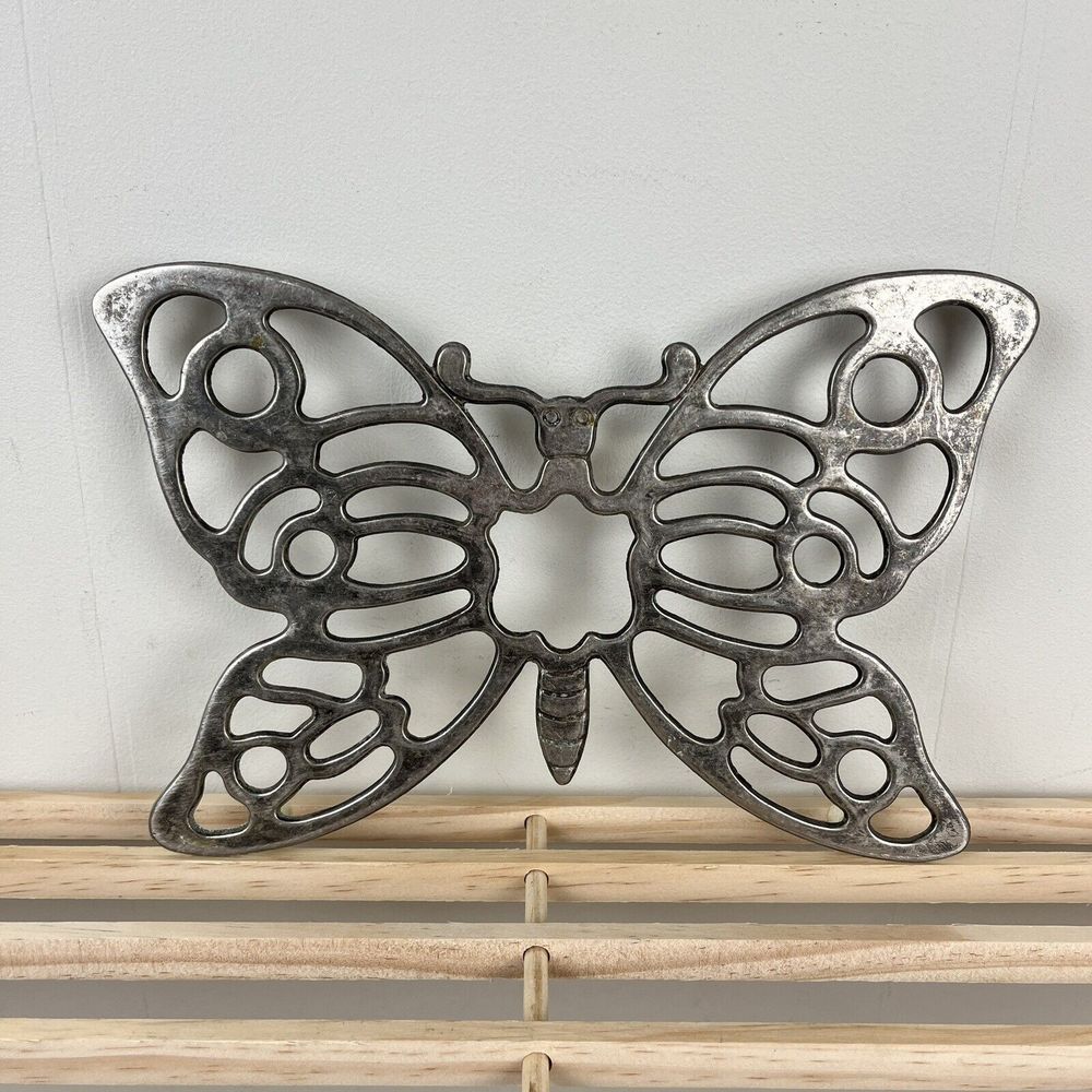 Vintage Leonard Silverplate Metal Butterfly‎ Trivet Wall Hanging Decor